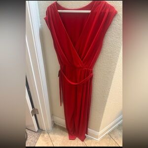 EXPRESS-Elegant Red Wrap Romper